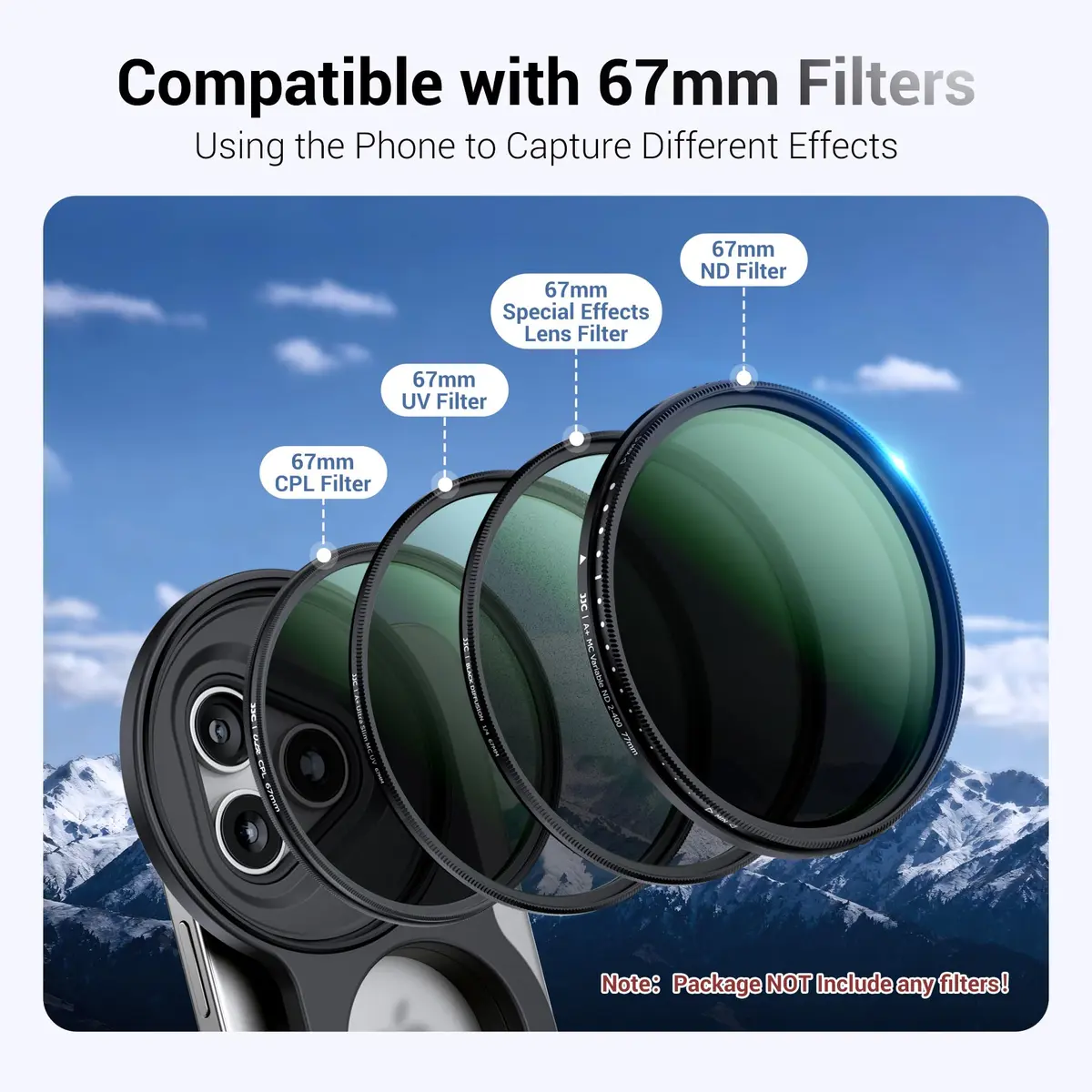 JJC Magnetic Phone Camera Grip with 67mm Filter Adapter Kit for iPhone 16 Pro 15 Pro 14 Pro | Vlogging & Filmmaking Support - view 4