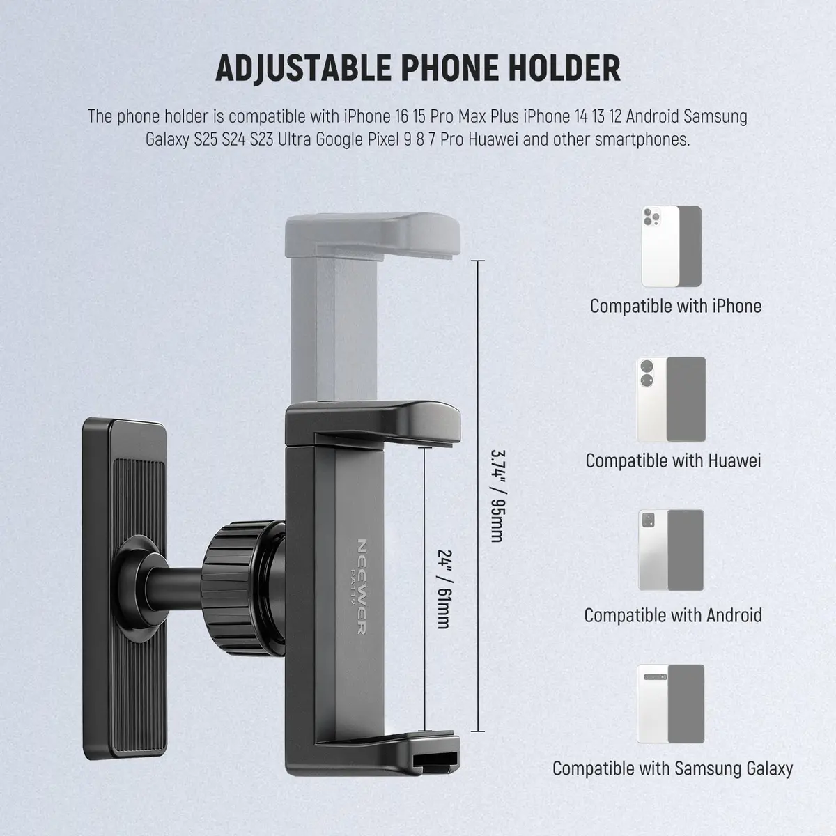 NEEWER Magnetic Phone Holder Mount Stand with 360° Rotation & Desktop Stand, Black | Secure Gym & Home Use - view 5