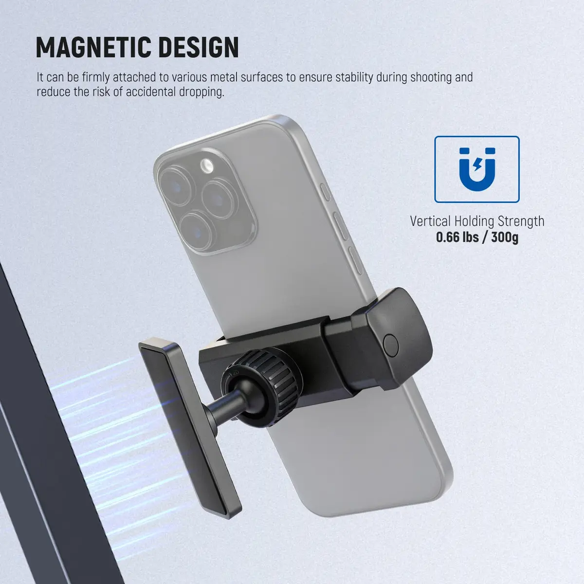 NEEWER Magnetic Phone Holder Mount Stand with 360° Rotation & Desktop Stand, Black | Secure Gym & Home Use - view 3