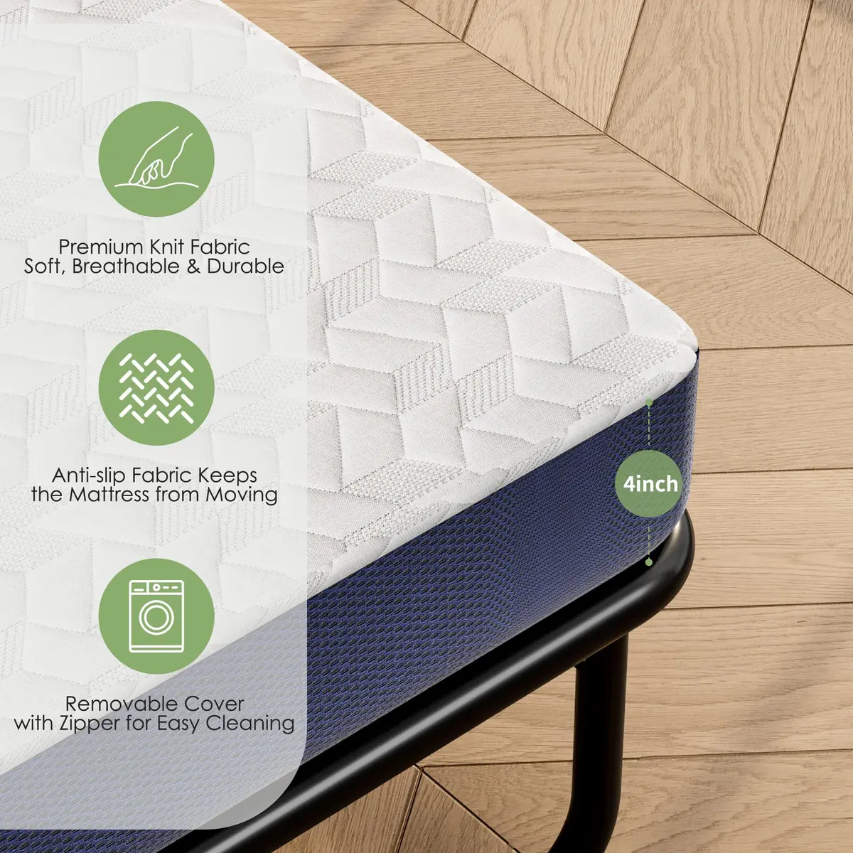 Wellynap 4 Inch Gel Memory Foam Sofa Mattress Full Size 72 x 53 Inches | Support & Comfort - view 6
