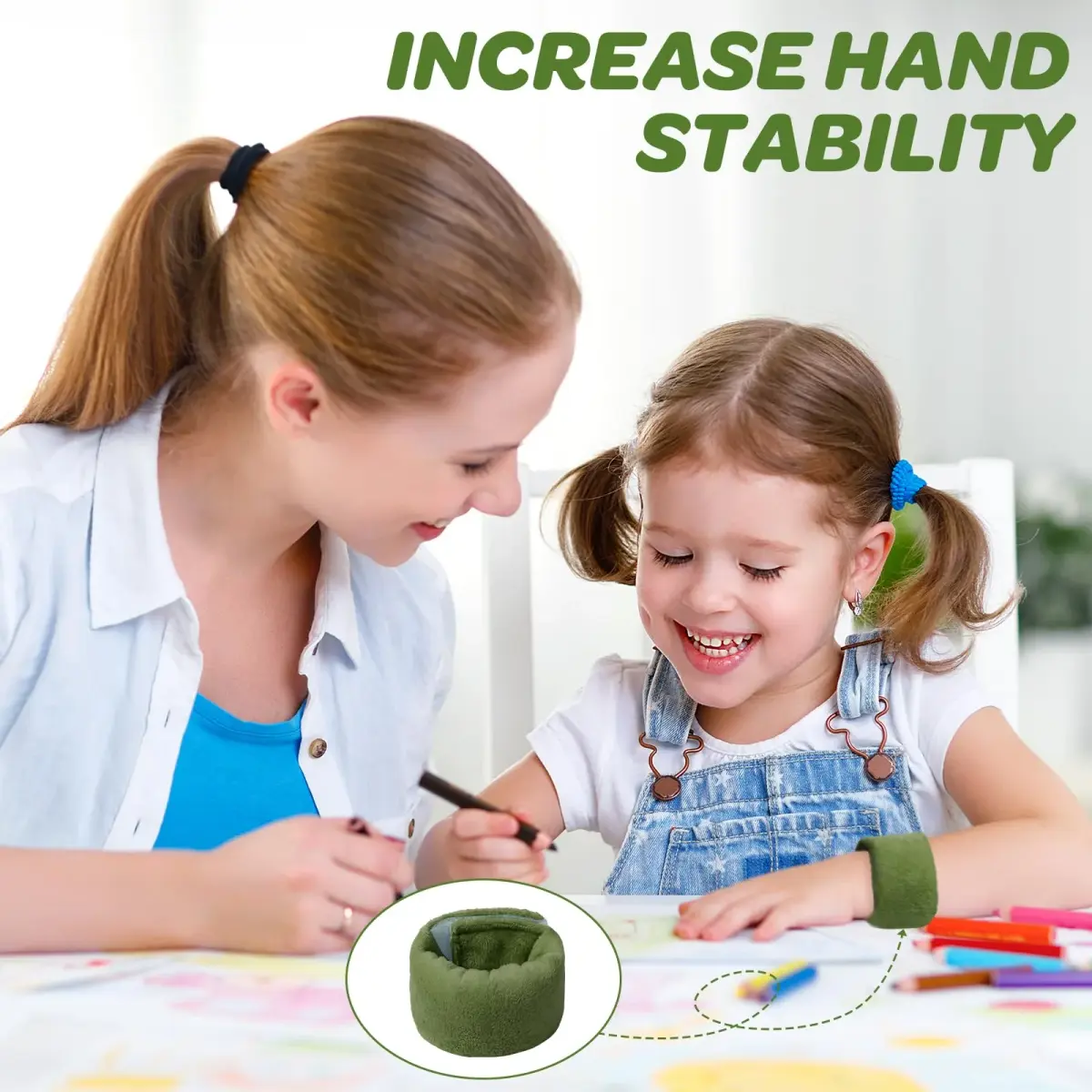 JXM Sensory Weighted Bracelets for Kids (2-Pack, Olive Green) | Deep Pressure Input for Focus & Calming - view 5