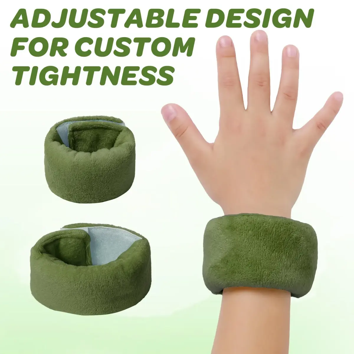 JXM Sensory Weighted Bracelets for Kids (2-Pack, Olive Green) | Deep Pressure Input for Focus & Calming - view 3