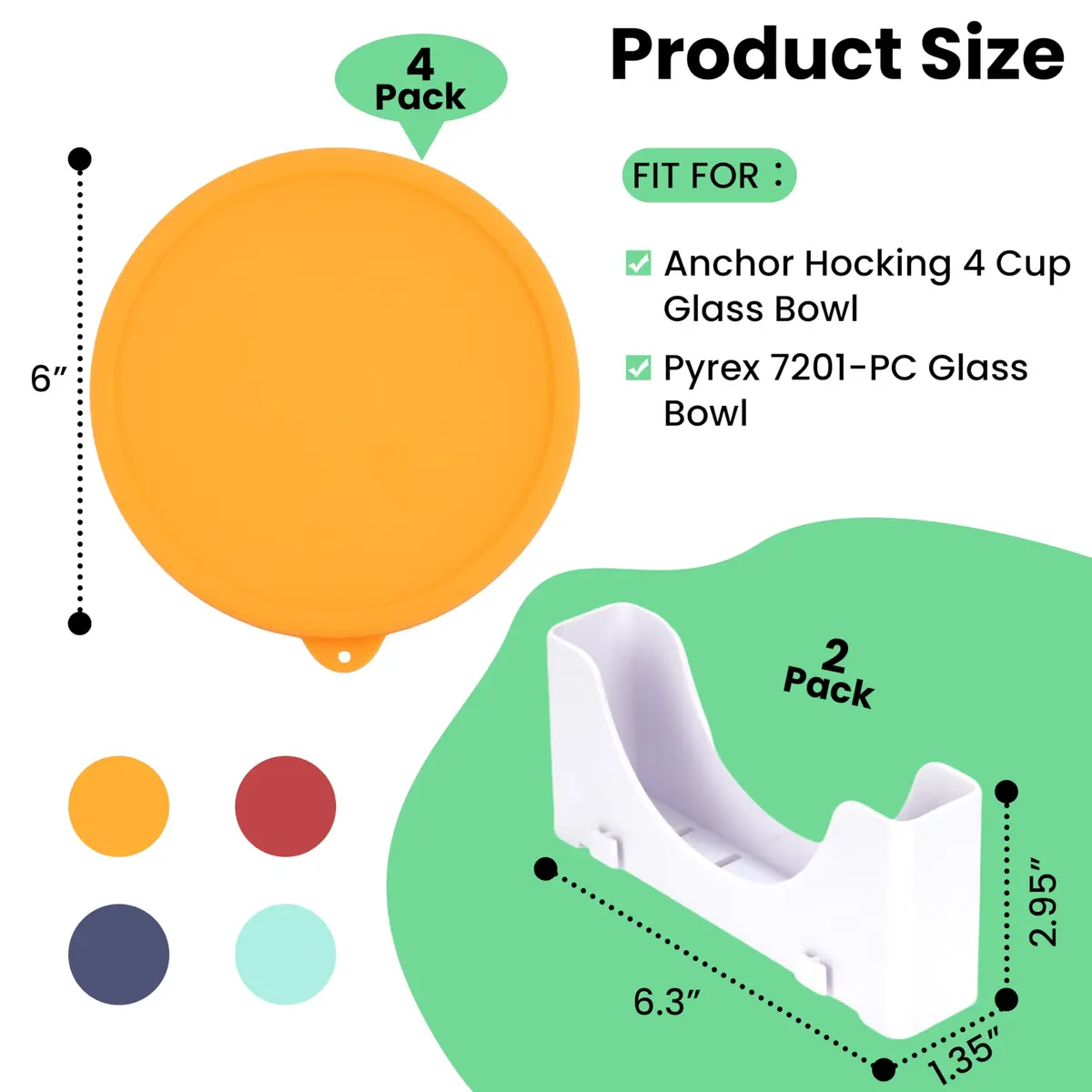 Kiicii 4 Cup Silicone Lid & Organizer | Airtight, Leak-Proof & Dishwasher Safe - view 2