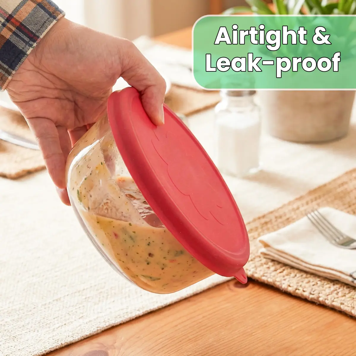 Kiicii 4 Cup Silicone Lid & Organizer | Airtight, Leak-Proof & Dishwasher Safe - view 3