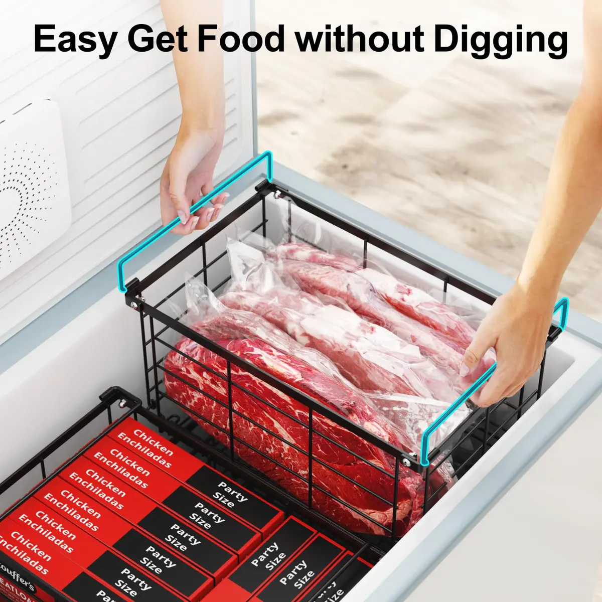 iSPECLE Chest Freezer Organizer Baskets - 3 Pack Black | Fits 5-7 Cu.Ft Freezers - view 5