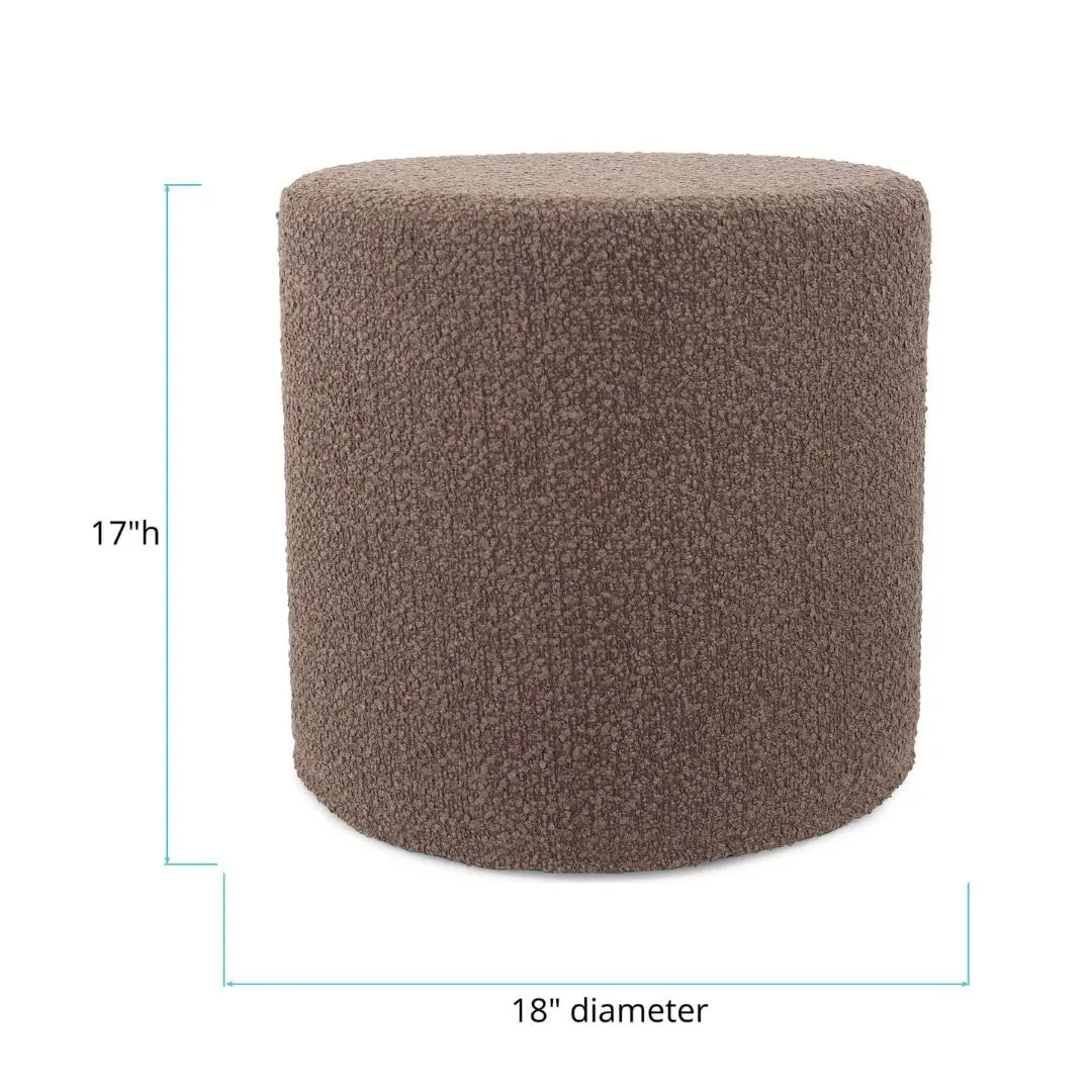 Howard Elliott Collection No-Tip Cylinder Round Ottoman – 17" x 17" – Multi-Use Footstool, Side Table or Seat, Polyester Cover, Chocolate Brown - view 8