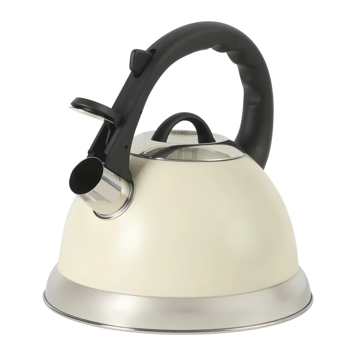 Mr. Coffee Clarefield 2.4 Qt Whistling Tea Kettle – Linen White Stovetop Water Kettle with Lid, Heat-Resistant Nylon Handle and Knob, Stainless Steel Trim - main product image