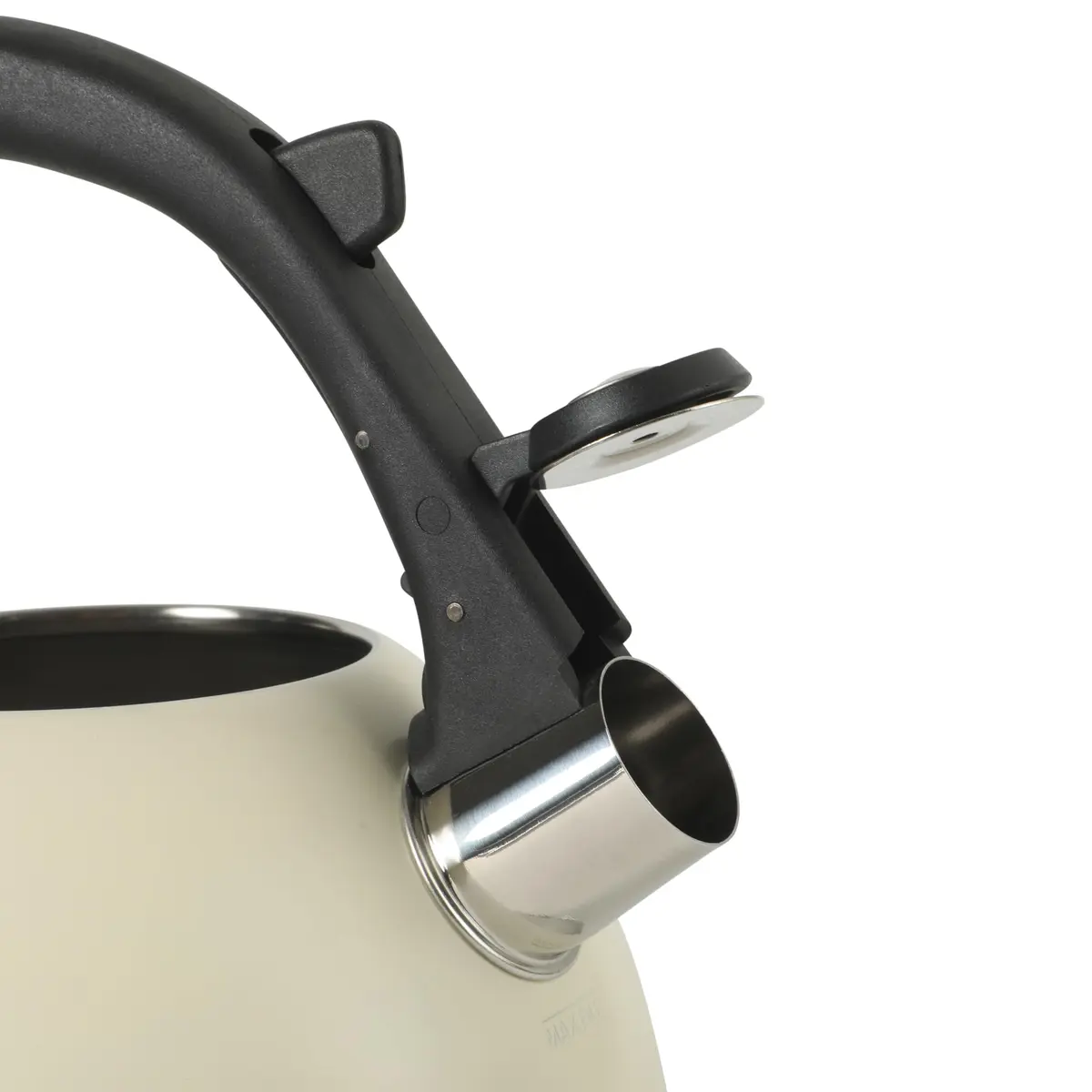 Mr. Coffee Clarefield 2.4 Qt Whistling Tea Kettle – Linen White Stovetop Water Kettle with Lid, Heat-Resistant Nylon Handle and Knob, Stainless Steel Trim - view 4
