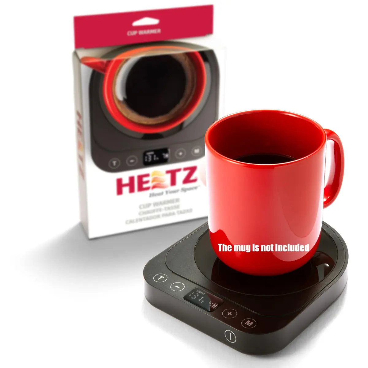 Heetz HTZ300 Cup Warmer | 4 Temp Settings, 5 Inch Surface, Auto Shutoff, Black - main product image
