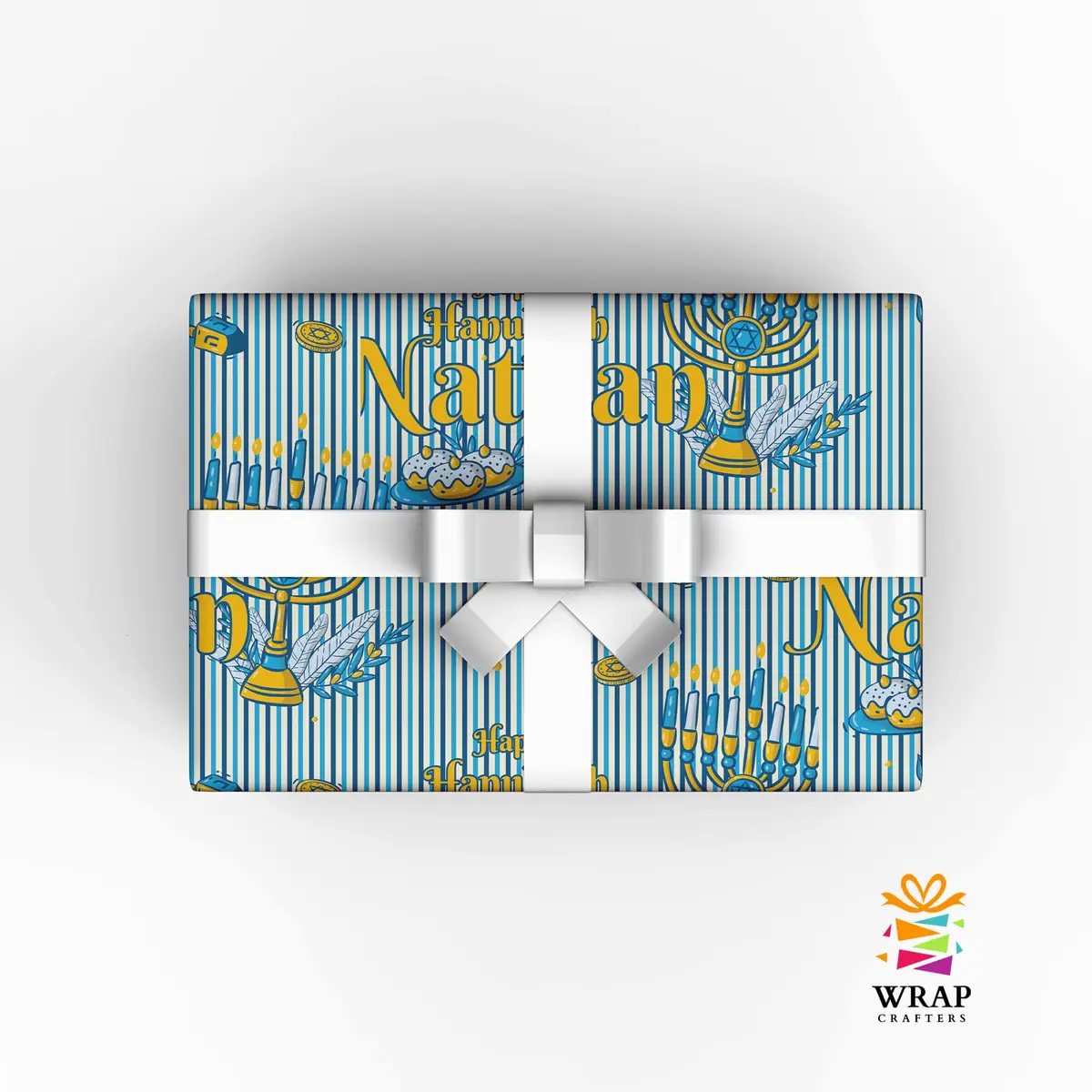 Wrap Crafters Personalized Hanukkah Star of David Wrapping Paper | Custom Menorah Gift Wrap 24"x108" - view 6
