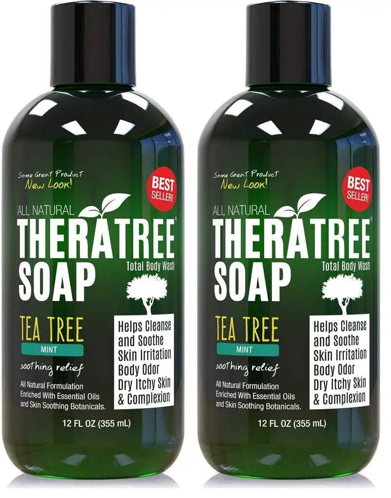 Oleavine TheraTree Tea Tree Oil Body Wash & Foot Wash - Mint - Natural Cleansing Gel for Daily Skin & Body Care - Soothing & Refreshing Formula for Men & Women, 12 Fl Oz (2 Pack) - main product image
