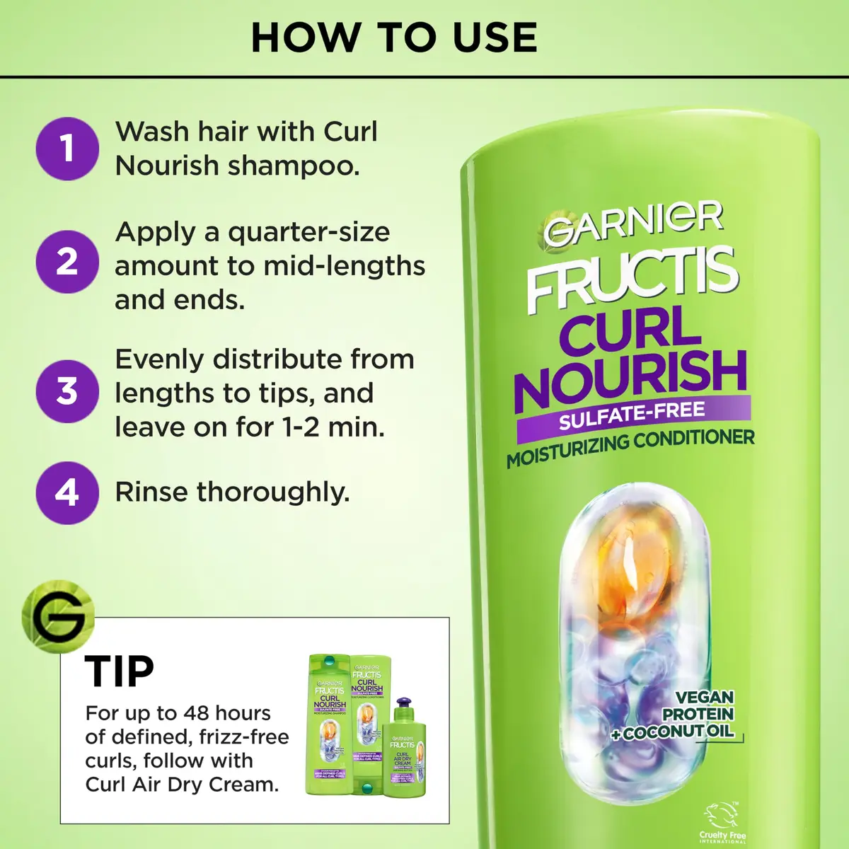 Garnier Fructis Curl Nourish Conditioner 21 Fl Oz | Hydrates & Defines Curly Hair - view 5