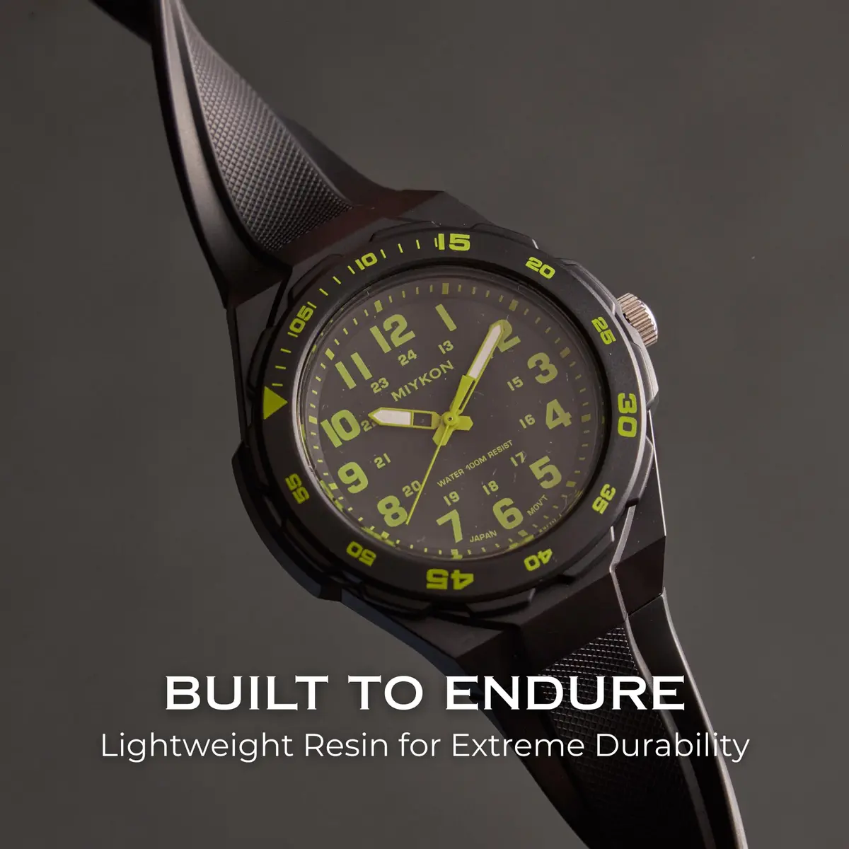 Miykon Men's Black Sports Dive Watch | 100M Water Resistance, Rotating Bezel, Shockproof Resin Case - view 5