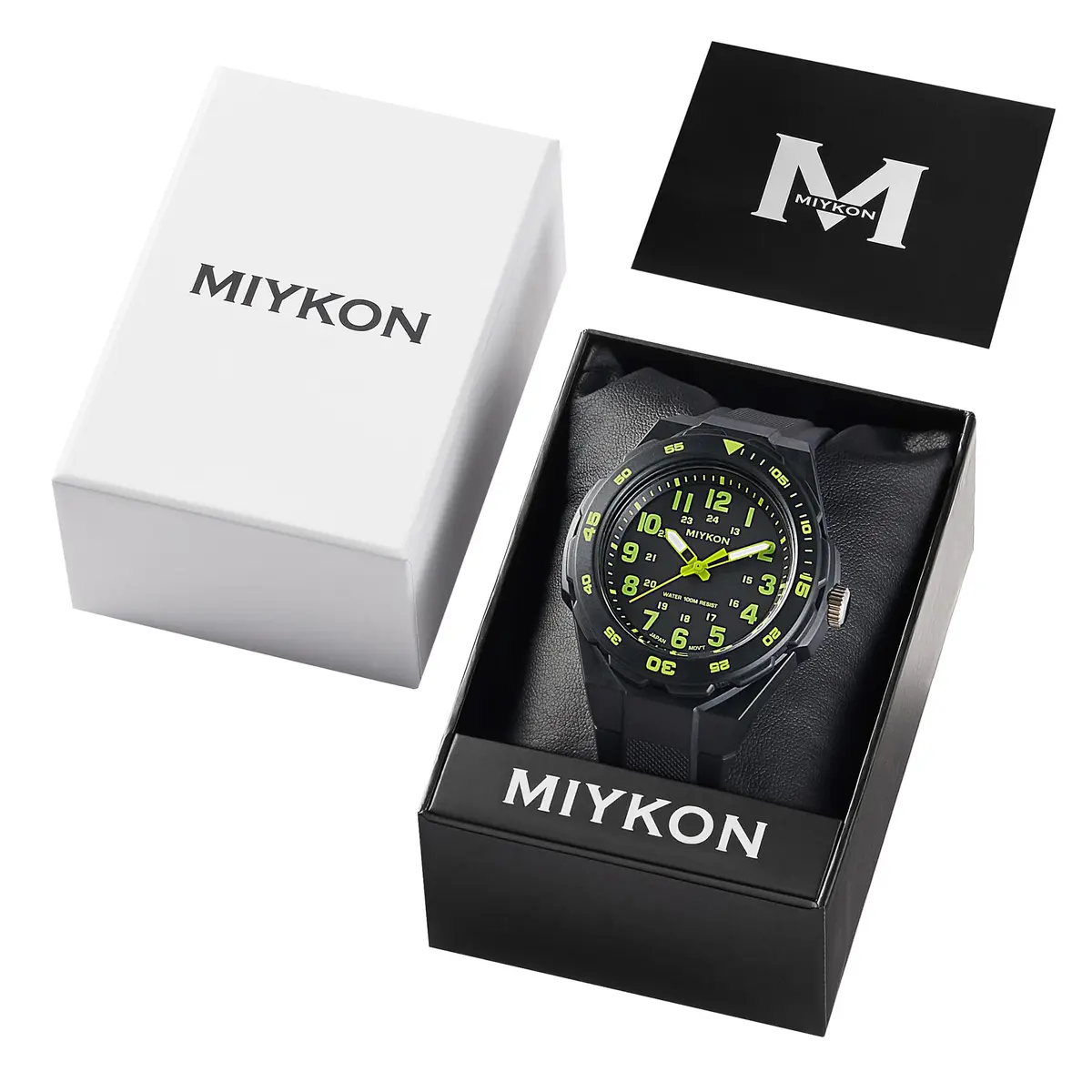 Miykon Men's Black Sports Dive Watch | 100M Water Resistance, Rotating Bezel, Shockproof Resin Case - view 8
