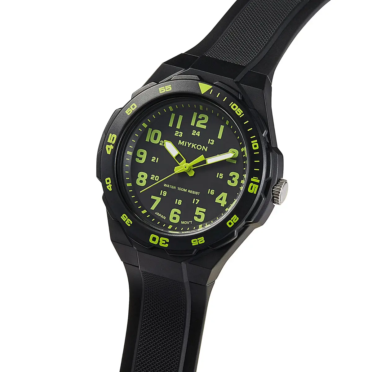 Miykon Men's Black Sports Dive Watch | 100M Water Resistance, Rotating Bezel, Shockproof Resin Case - view 9