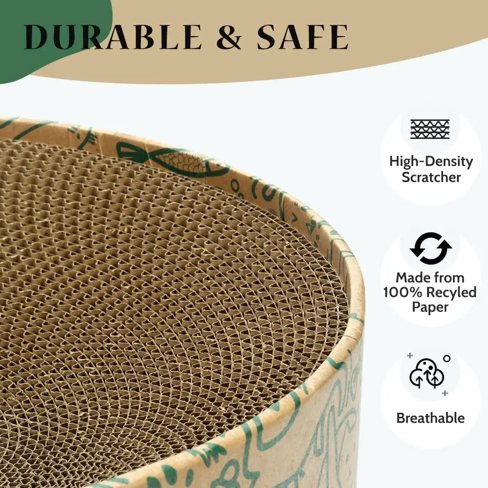 ARGOPET Oval Cat Scratcher Bed with Toy | 43cm (17in) Curved Cardboard Lounger for Indoor Cats - view 3