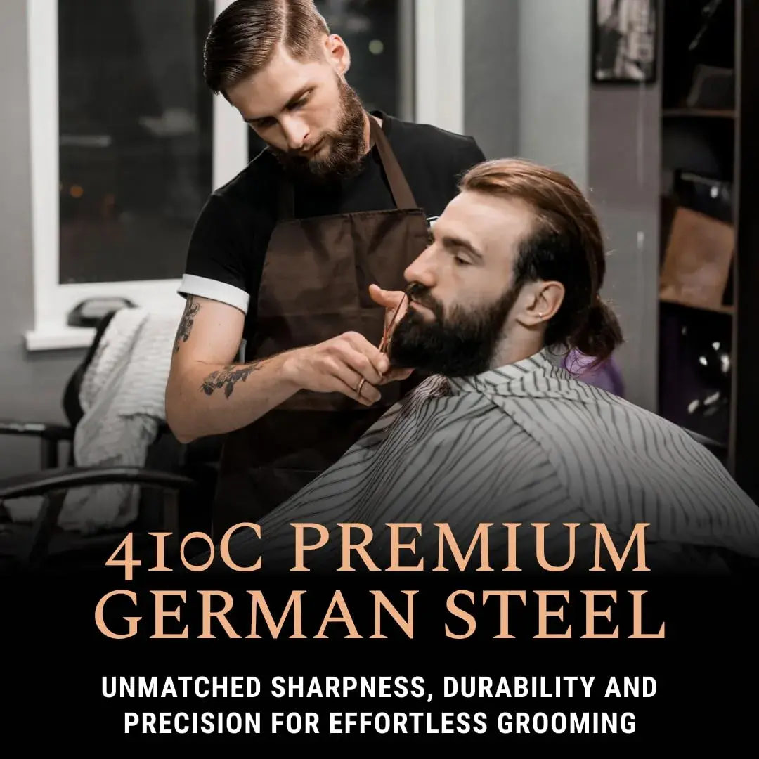 Ontaki 5" Beard & Mustache Scissor with Combs & Case | German Steel Precision Grooming Tool - view 2