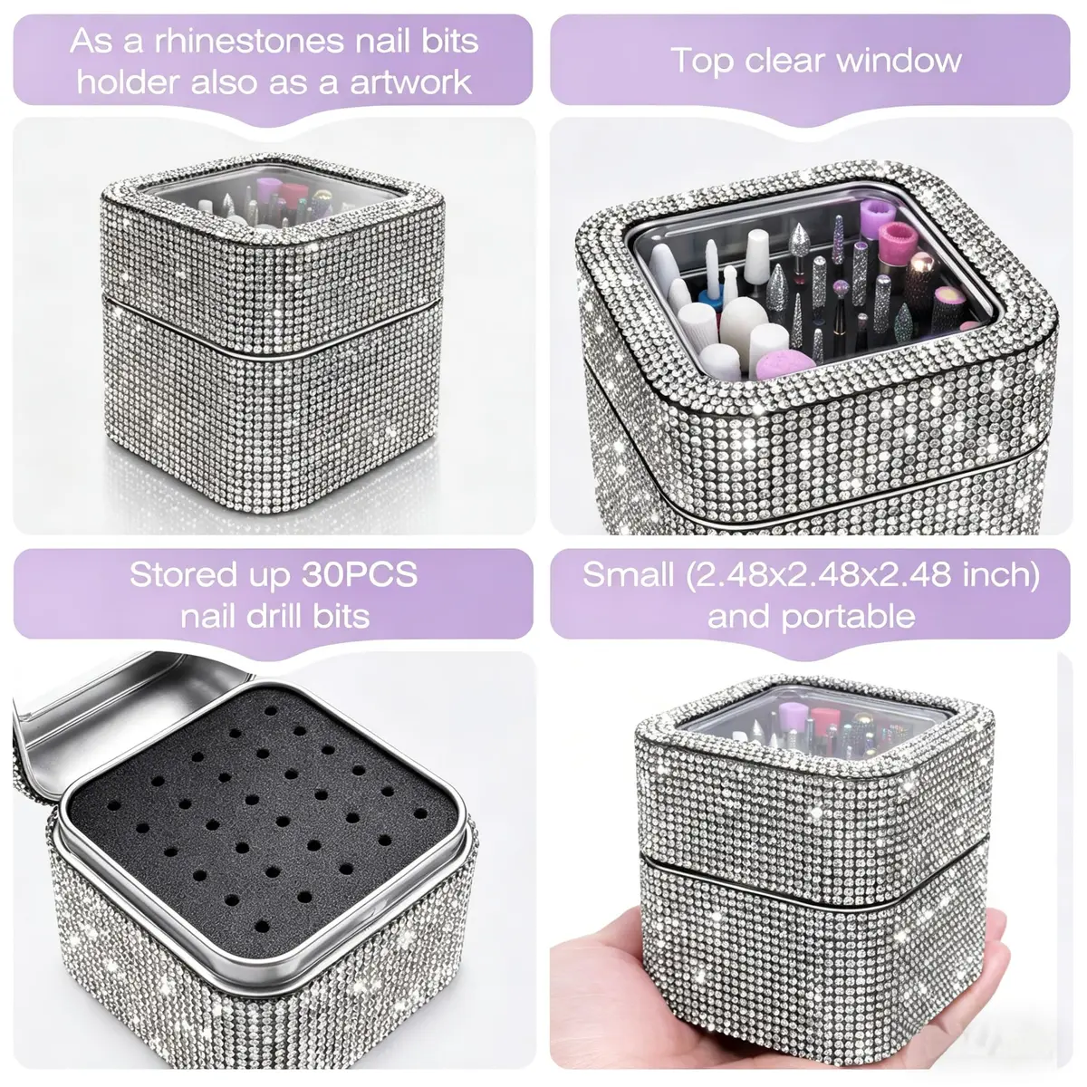 Rolokit 30PCS Nail Drill Bits Set for Hard Gel Removal | Ceramic & Tungsten Carbide with Rhinestones Case - view 5