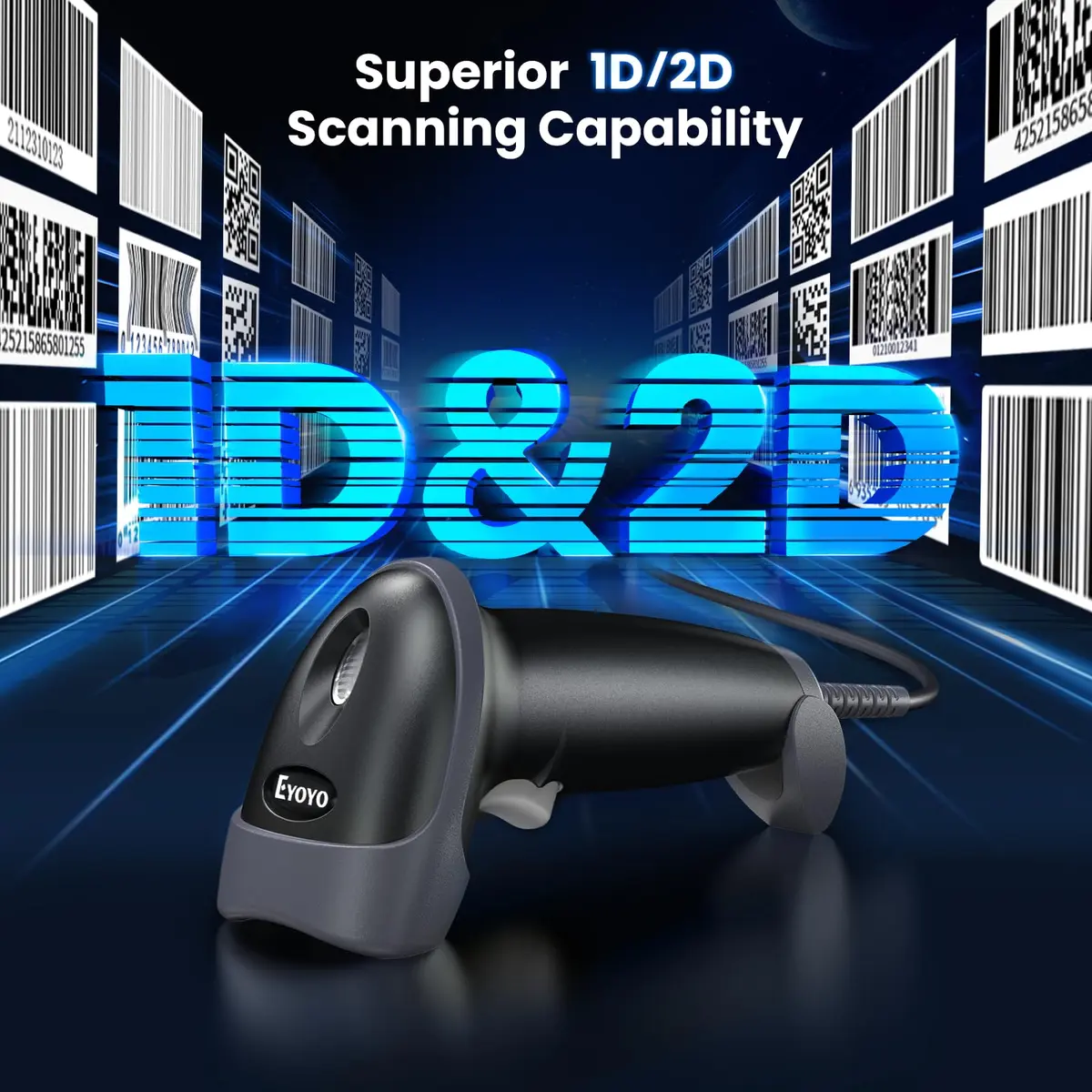 Eyoyo EY-H2 USB Handheld 2D QR Code Scanner 8.3cm (3.27in) | Plug and Play Barcode Reader - view 6