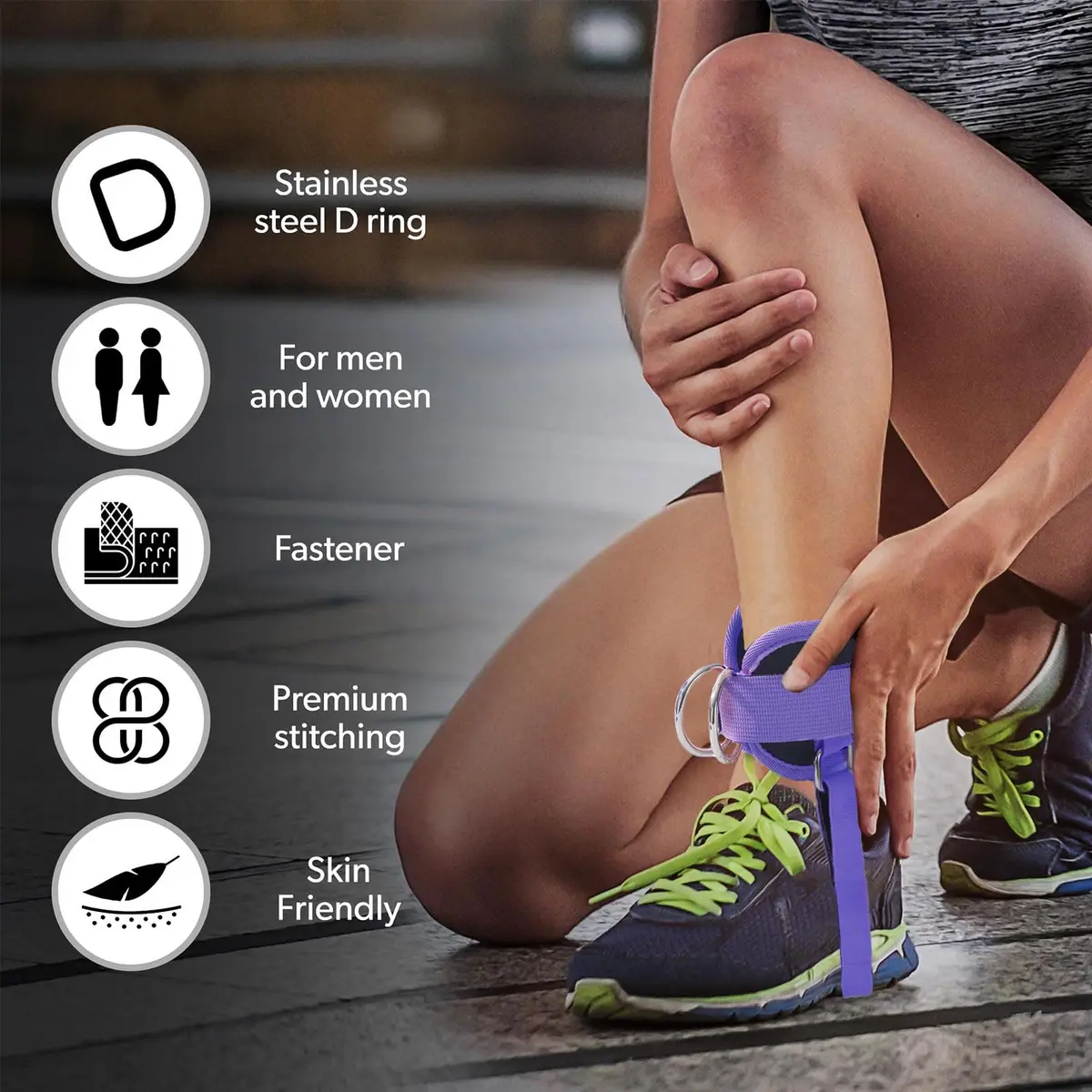 LAVVON Padded Ankle Straps for Cable Machines Kickbacks - Glute Workout Cuffs (Pair, Purple) | Secure Fit for Lower Body Strength - view 2