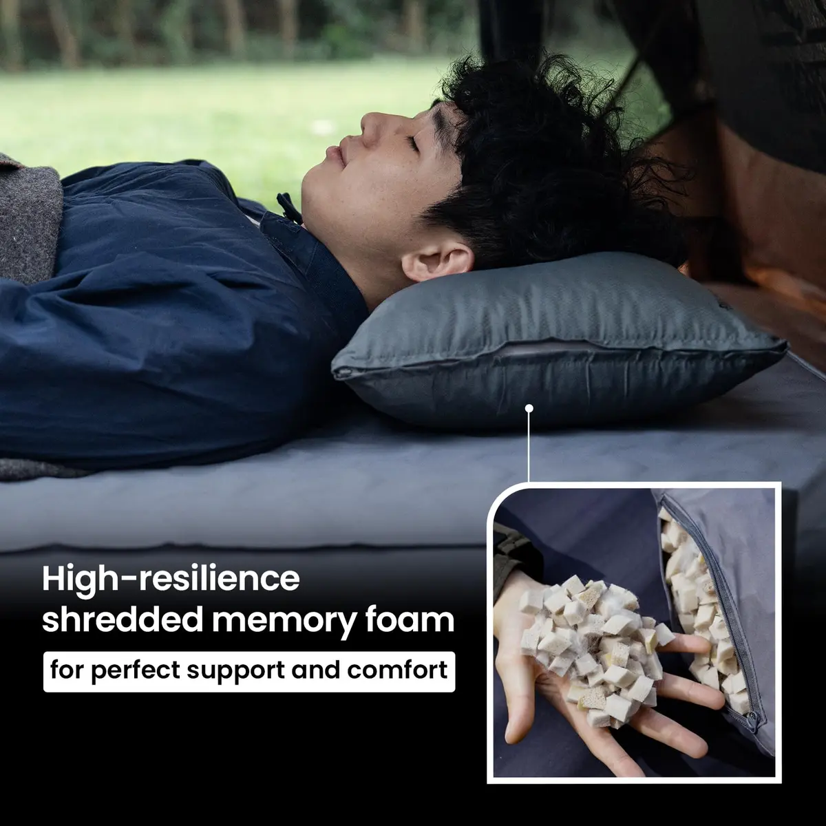 ONETIGRIS Wilddream Camping Pillow, Shredded Memory Foam, Compact 48cm (18.4") x 34cm (13.4") x 15cm (5.9") | All-Season Comfort for Backpacking & Travel - view 5