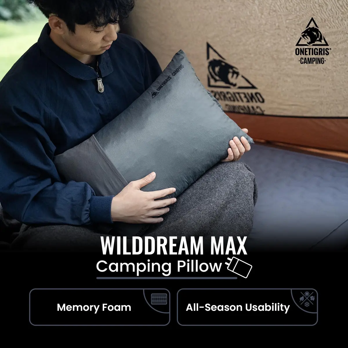 ONETIGRIS Wilddream Camping Pillow, Shredded Memory Foam, Compact 48cm (18.4") x 34cm (13.4") x 15cm (5.9") | All-Season Comfort for Backpacking & Travel - view 2