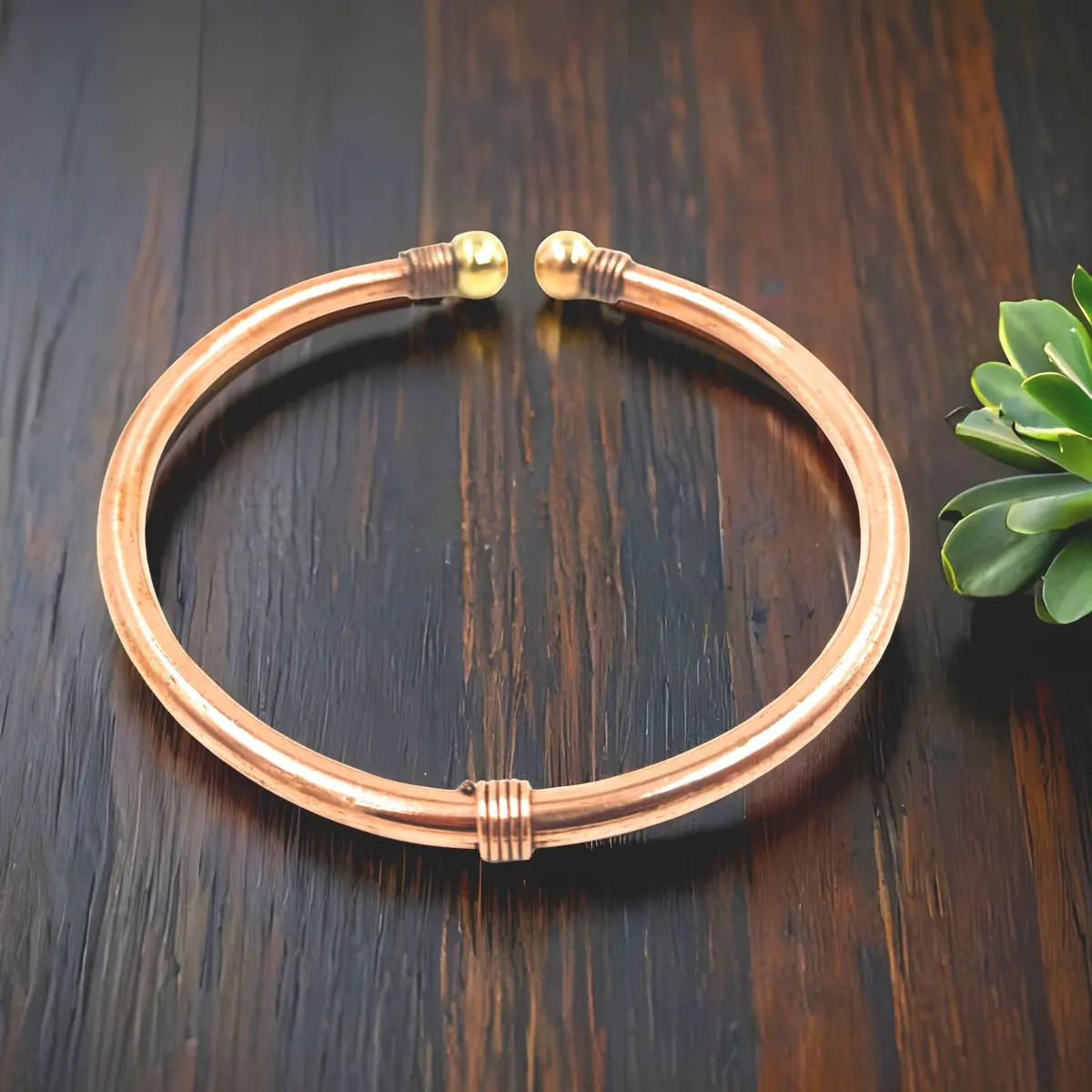 SHINDE EXPORTS Pure Copper Leg Anklet Bracelet Kada 75gms (6mm Rod) | Adjustable Unisex Indian Jewelry - view 7