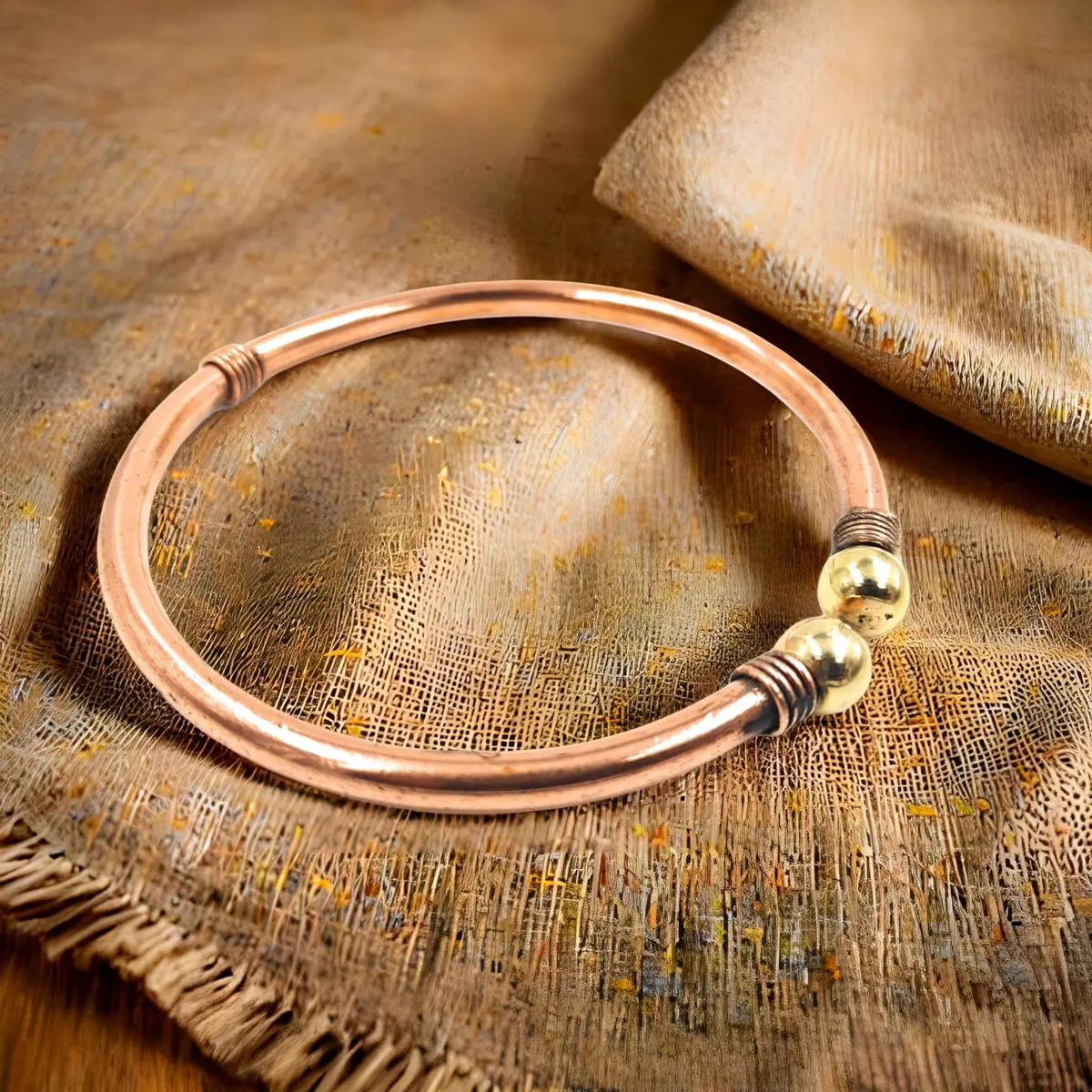 SHINDE EXPORTS Pure Copper Leg Anklet Bracelet Kada 75gms (6mm Rod) | Adjustable Unisex Indian Jewelry - view 8