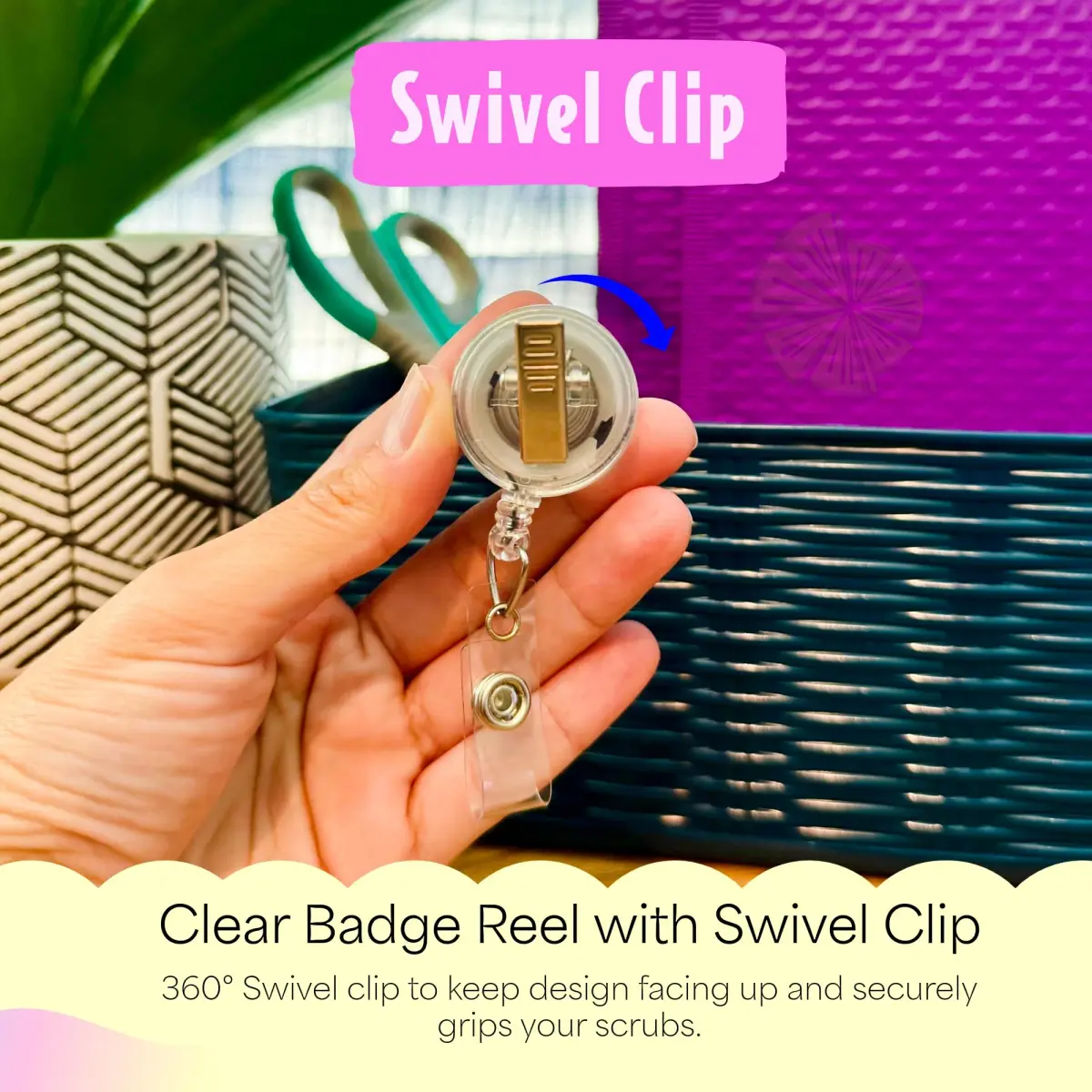 Limeloot Blonde Cringe Doll Nurse Badge Reel | Retractable ID Holder with 34" Cord & Swivel Clip - view 3
