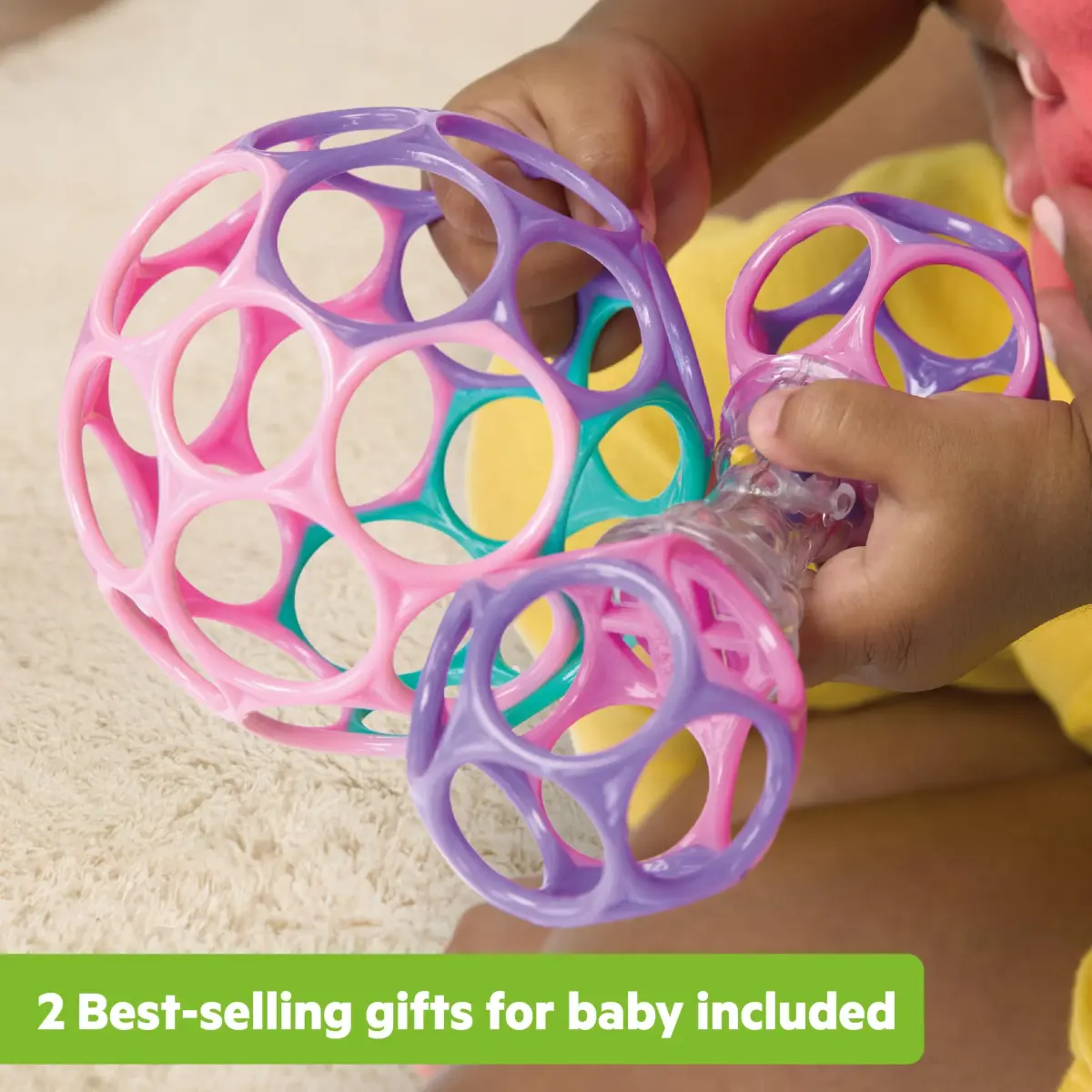 Bright Starts Delightful Duo 2-Pack Oball Rattles Gift Set | Newborn & Up, Pink & Purple - view 5