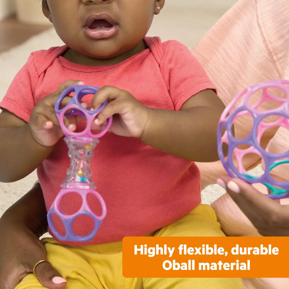 Bright Starts Delightful Duo 2-Pack Oball Rattles Gift Set | Newborn & Up, Pink & Purple - view 6