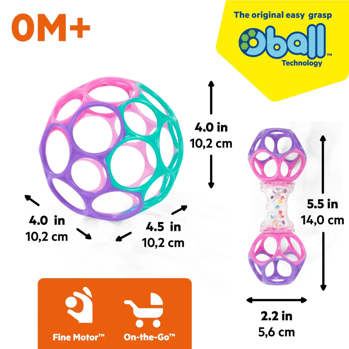 Bright Starts Delightful Duo 2-Pack Oball Rattles Gift Set | Newborn & Up, Pink & Purple - view 9