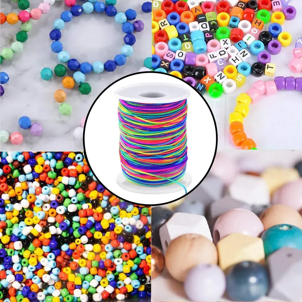 LUSTEMBER Rainbow Elastic Bracelet String 1mm (164 ft x 2 Rolls) | Stretchy Cord for Jewelry Making - view 6