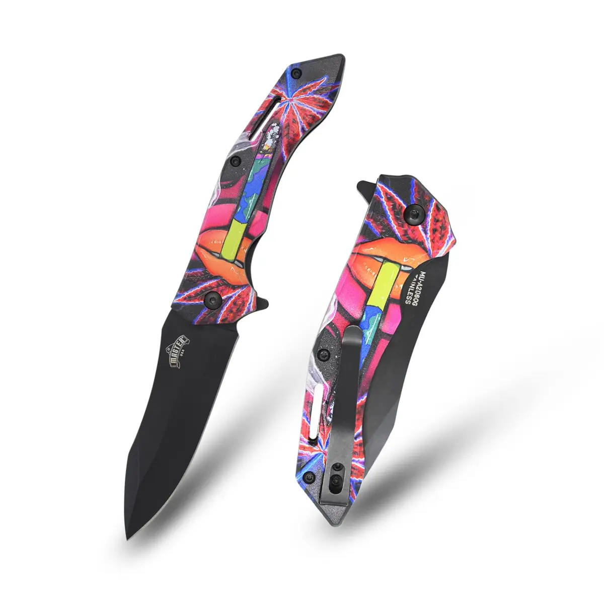 MASTER USA Folding Pocket Knife, 8 inch Overall Length, Floral Leaf Handle, 3.5 inch Blade, EDC (Orange) | Compact & Stylish - main product image