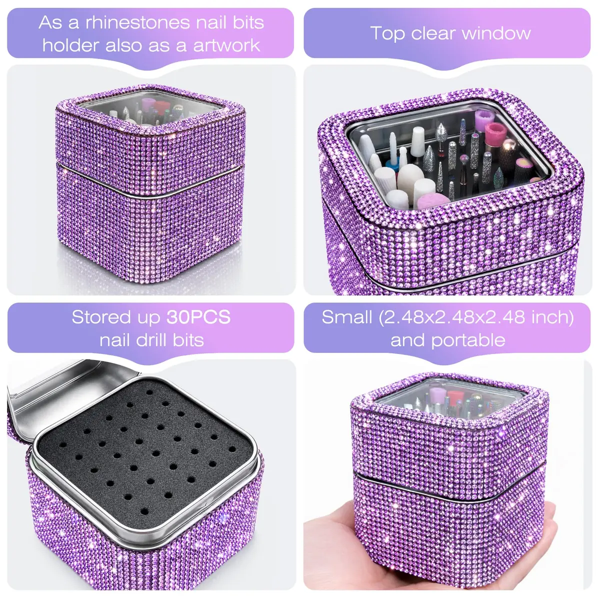 Rolokit 30PCS Nail Drill Bits Set with Holder Case | Professional 3/32" Diamond Ceramic Carbide Nail Bits for Acrylic Gel Polish Removal, Cuticle Care & Nail Art Tool Kit for Manicure Pedicure, Salon & Home Use - view 5
