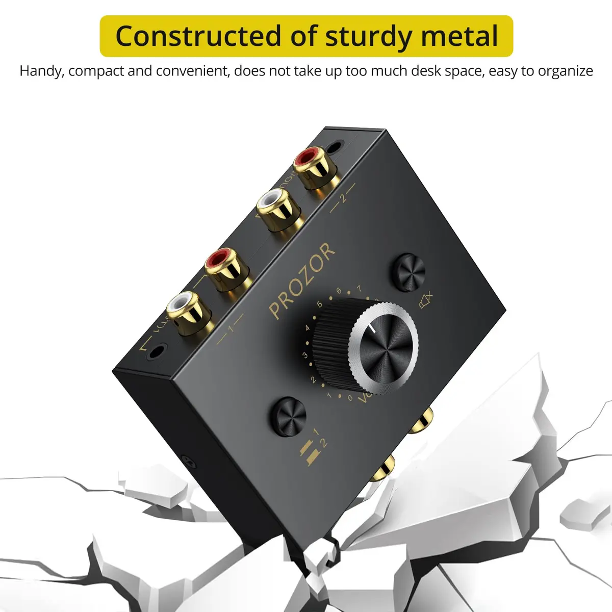 PROZOR Audio Signal Switch 3.5mm & RCA | Bi-Directional Stereo Selector, Passive, All-Metal, Compact - view 6