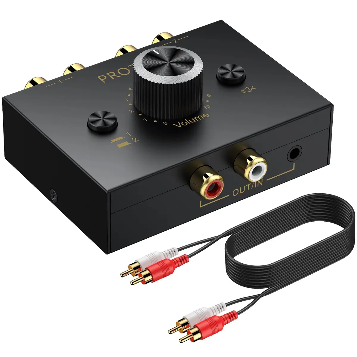PROZOR Audio Signal Switch 3.5mm & RCA | Bi-Directional Stereo Selector, Passive, All-Metal, Compact - main product image