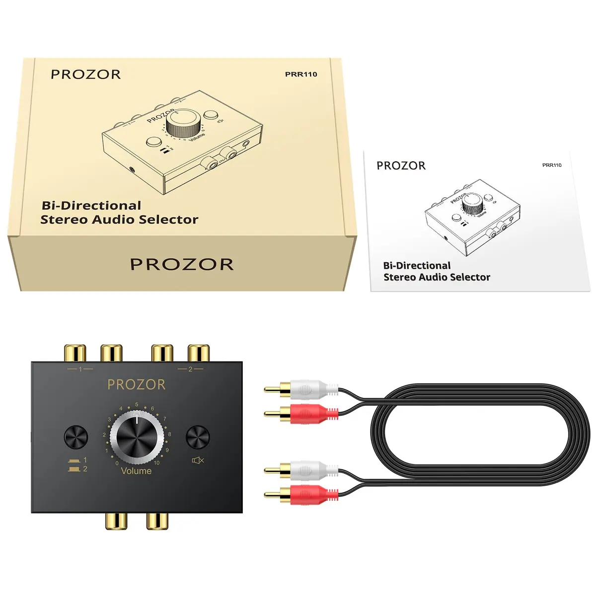 PROZOR Audio Signal Switch 3.5mm & RCA | Bi-Directional Stereo Selector, Passive, All-Metal, Compact - view 8