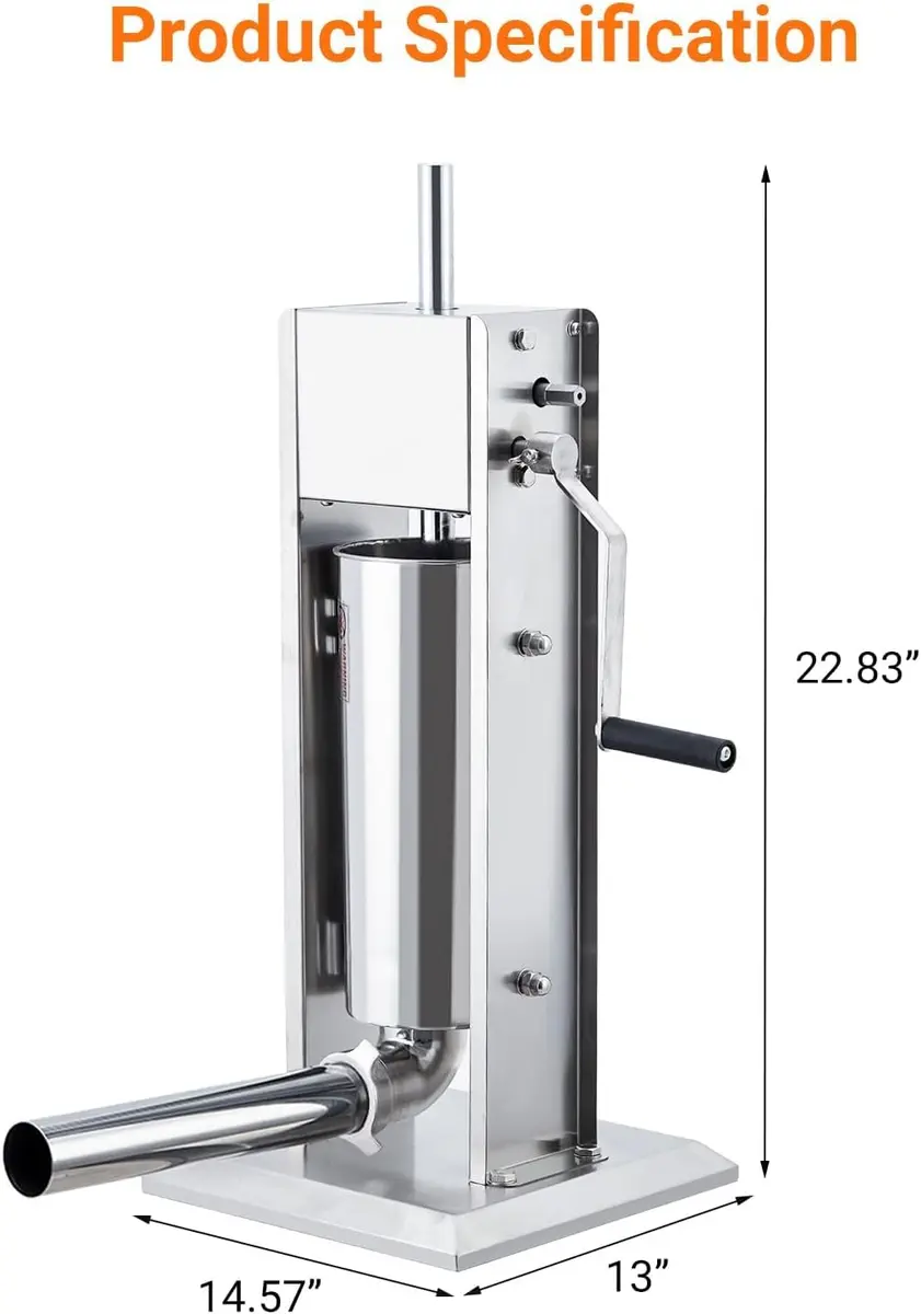 SLEKVERSA 22LB/10L Manual Sausage Stuffer | Stainless Steel Vertical Machine for Home & Commercial Use - view 4
