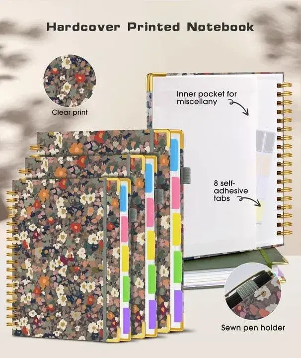 dilitego Hardcover Spiral Notebook Journal 8"x10" Flower | 300 Pages College Ruled for Work School Note Taking - main product image