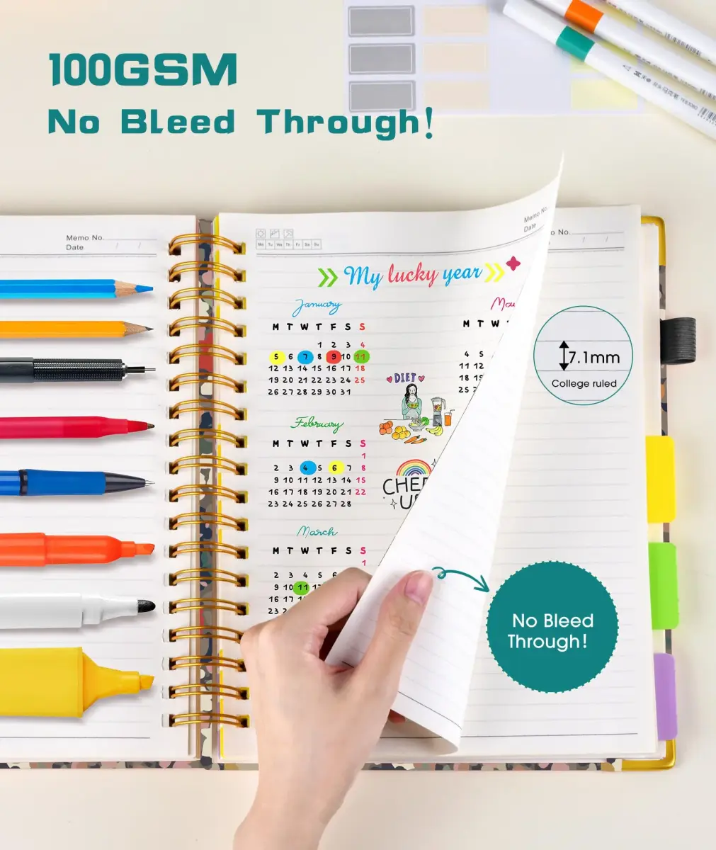 dilitego Hardcover Spiral Notebook Journal 8"x10" Flower | 300 Pages College Ruled for Work School Note Taking - view 5