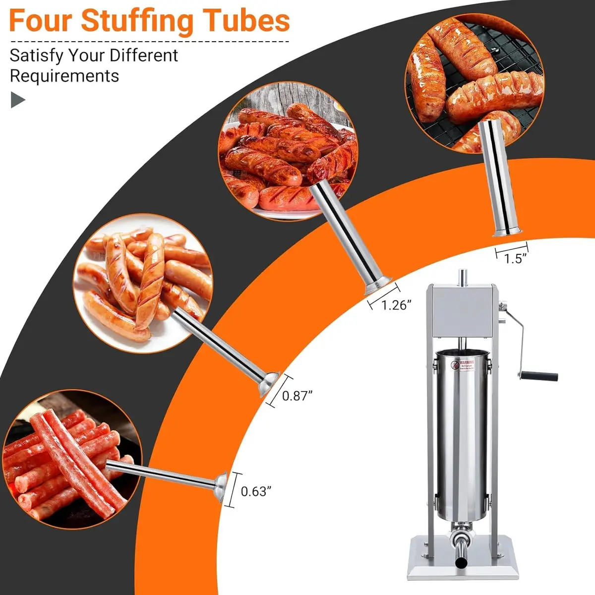 SLEKVERSA 15LB/7L Manual Sausage Stuffer | Stainless Steel Vertical Machine for Home & Commercial Use - view 2