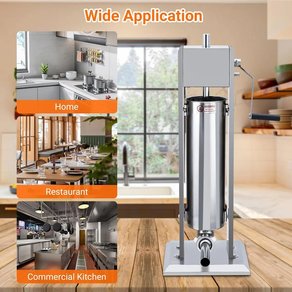 SLEKVERSA 15LB/7L Manual Sausage Stuffer | Stainless Steel Vertical Machine for Home & Commercial Use - view 4