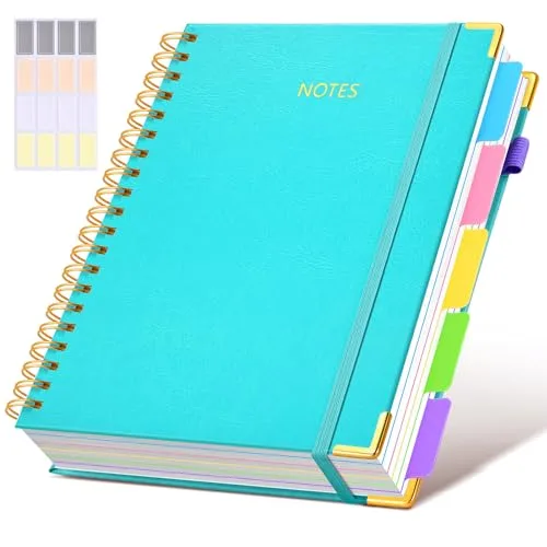 dilitego Hardcover Spiral Notebook with Removable Dividers, 300 Pages A5 College Ruled, 100GSM Paper, Blue | Smooth Ink Flow Acid-Free Paper - main product image