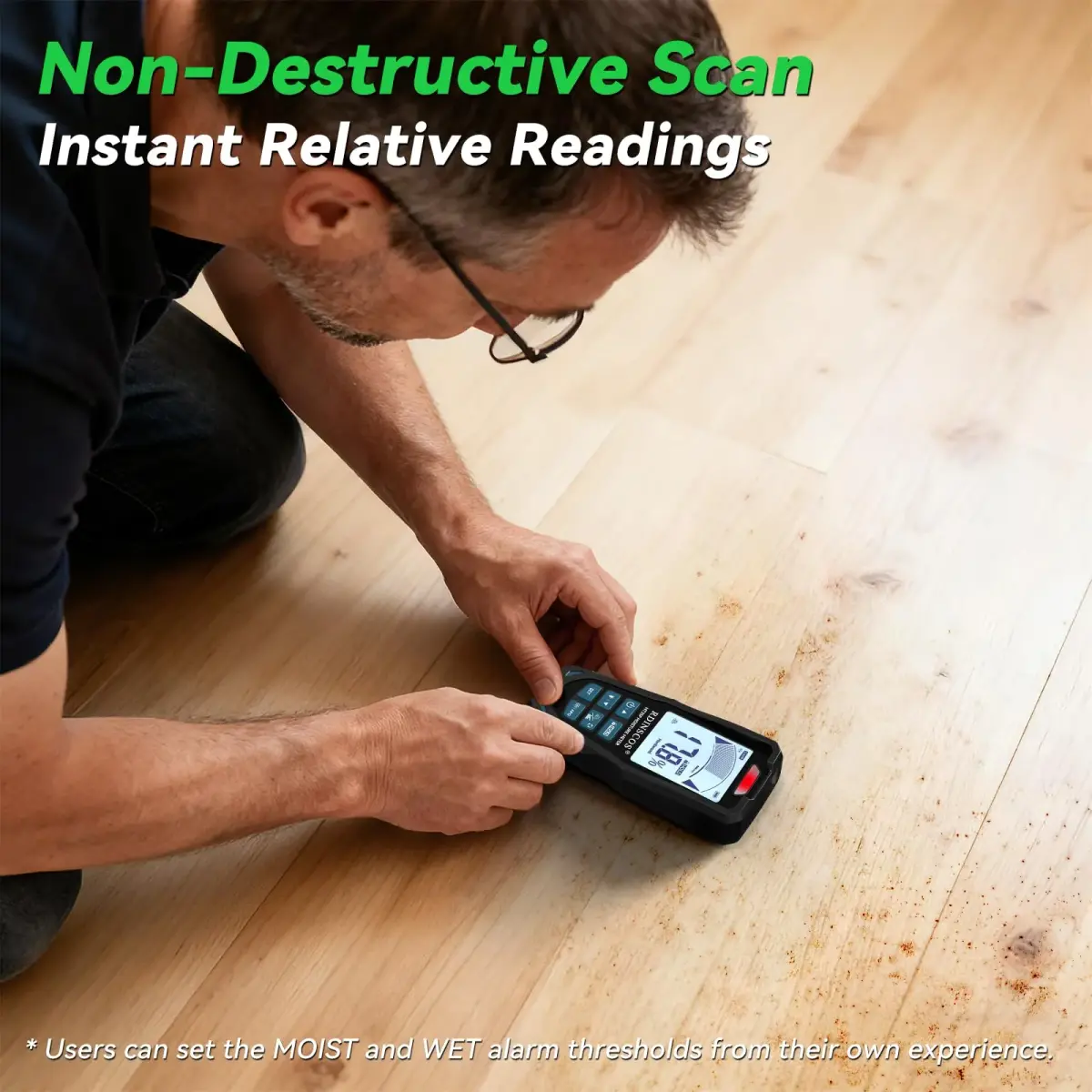 RDINSCOS Pinless & Pin-Type Moisture Meter for Wood, Drywall & Concrete | Digital LCD Moisture Reader with Audible Alarm - view 3