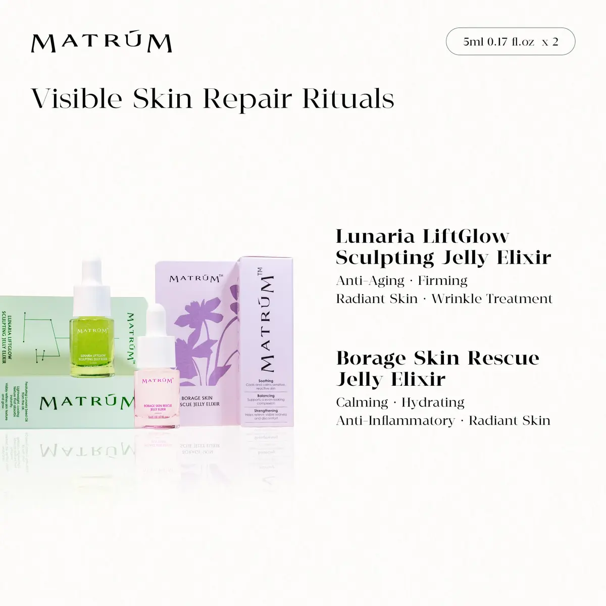 MATRÚM Mini Face Serum Duo | Travel Skincare Sets for All Skin Types with Soothing & Brightening (70-120 chars) - view 3