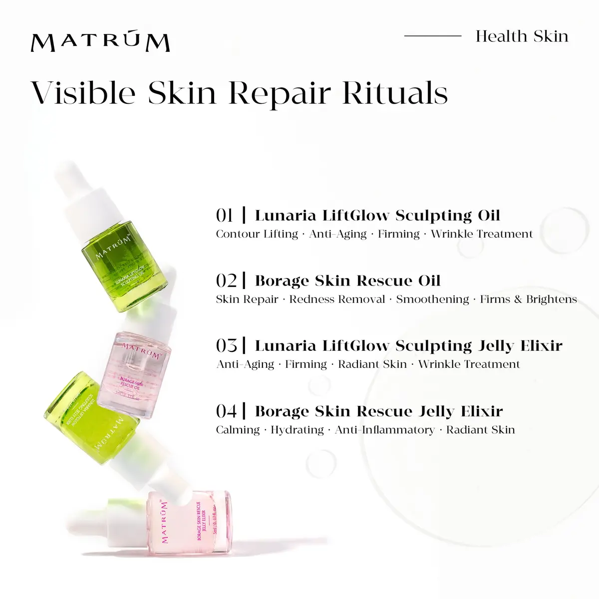 MATRÚM Mini Discovery & Travel Size Set - 4 x Mini Face Oil for Deep Repair & Radiance Boost & Firming - view 3