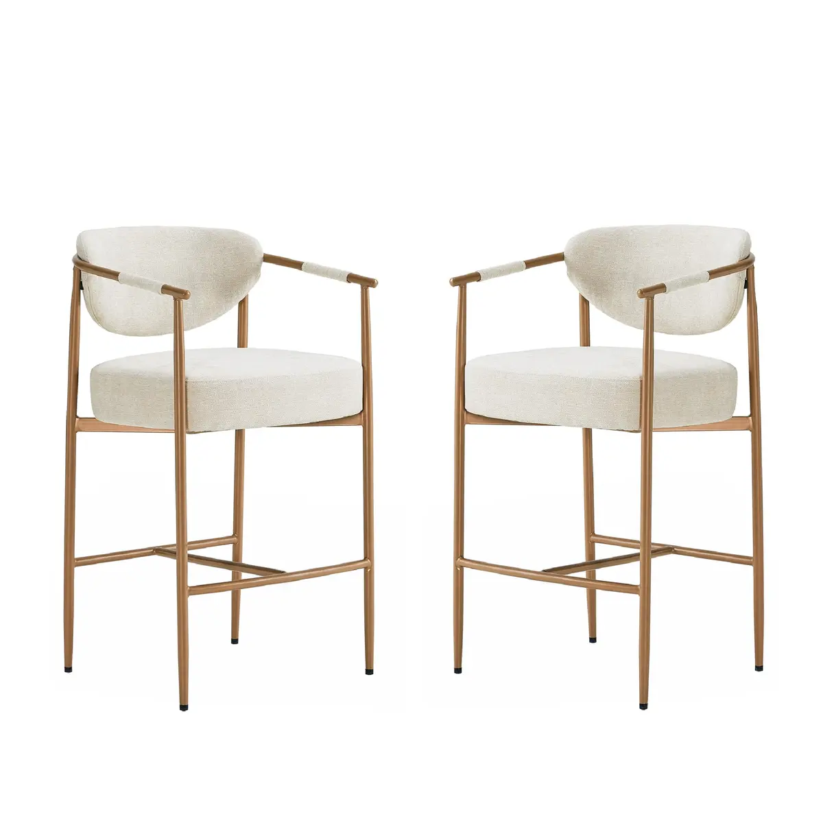 CHITA 27" Counter Height Fabric Linen Bar Stools | Modern Handcrafted Design Support - view 5