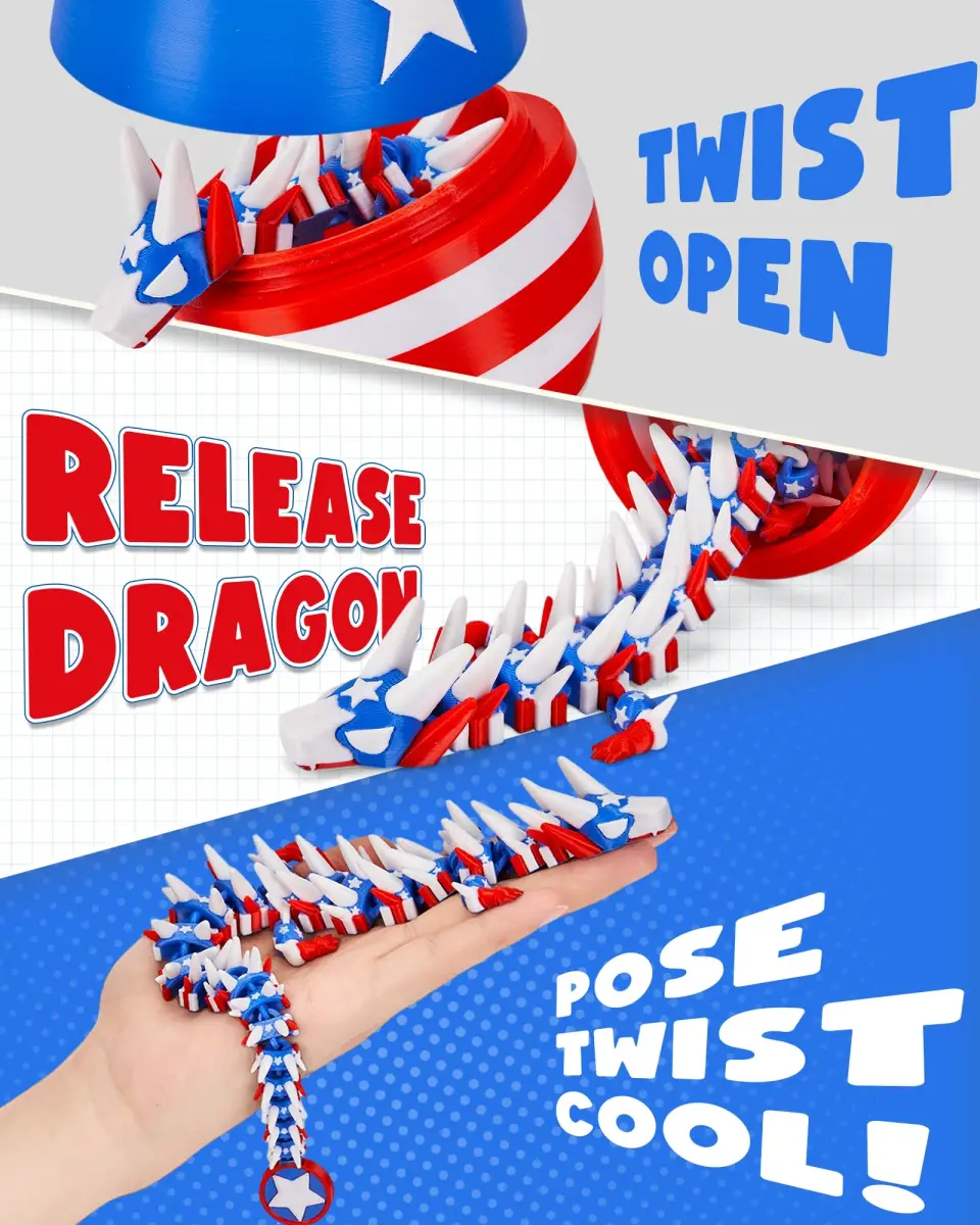 TBOLINE 3D Printed Dragon Egg Articulated Crystal Dragon Toy | Non-Toxic & BPA-Free for Kids - view 3