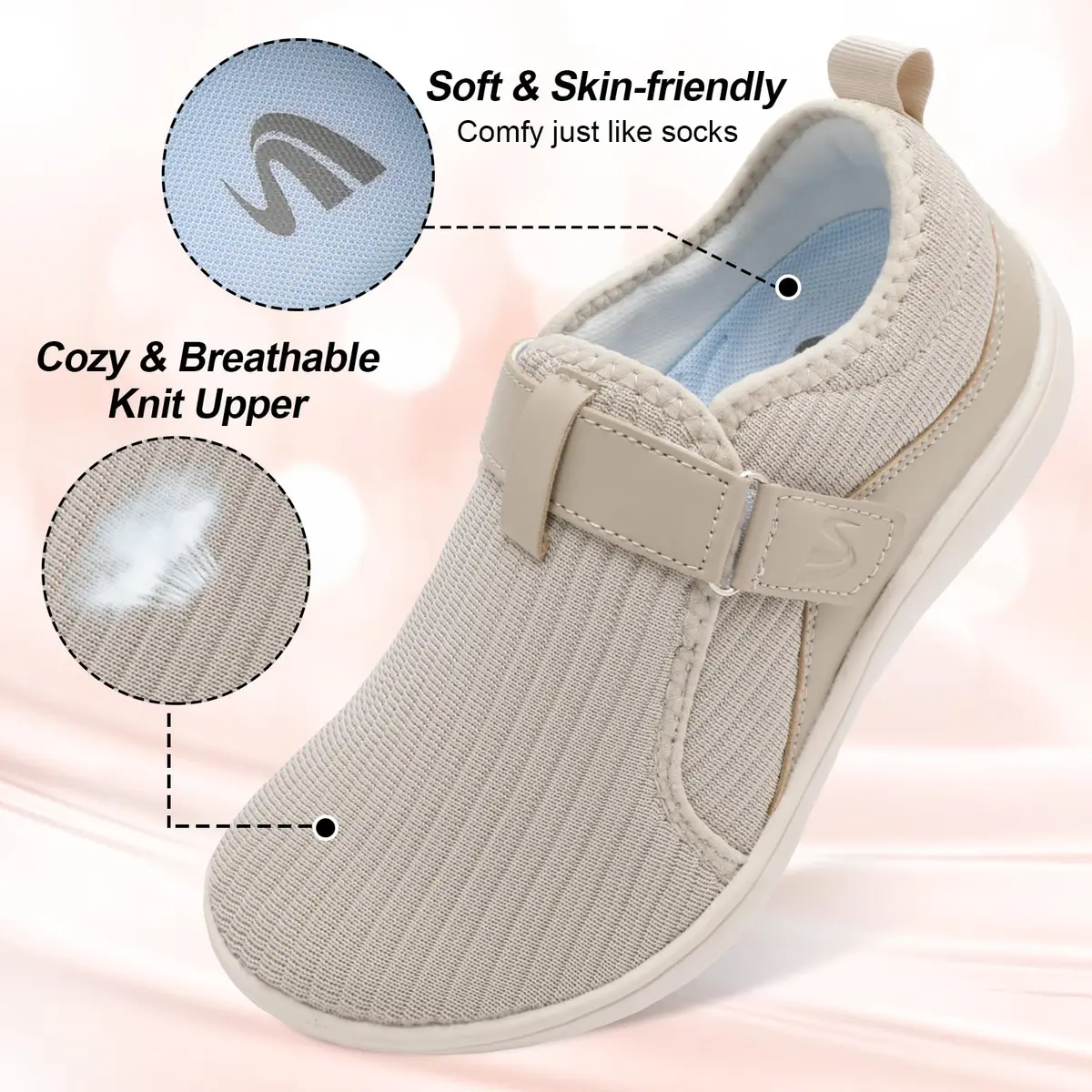 Spesoul Wide Womens Walking Shoes Adjustable Diabetic Shoes Breathable Zero Drop | Comfortable Wide Fit for Indoors & Outdoors - view 5